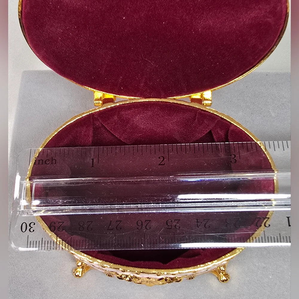 Pink and Gold European Style Vintage Enameled Trinket Box